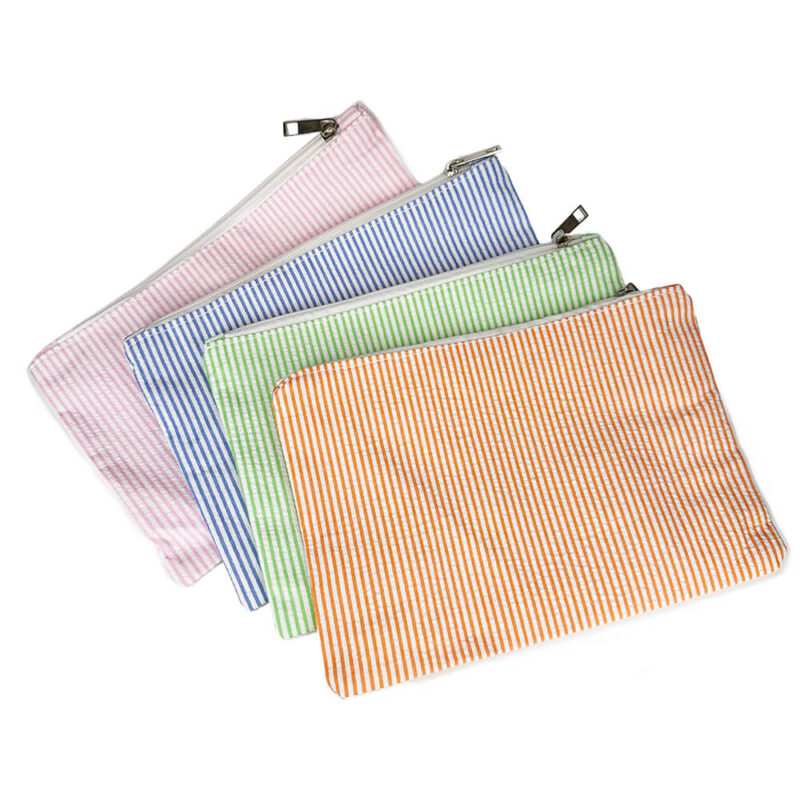 Personalized Seersucker Makeup Bag - Image 2