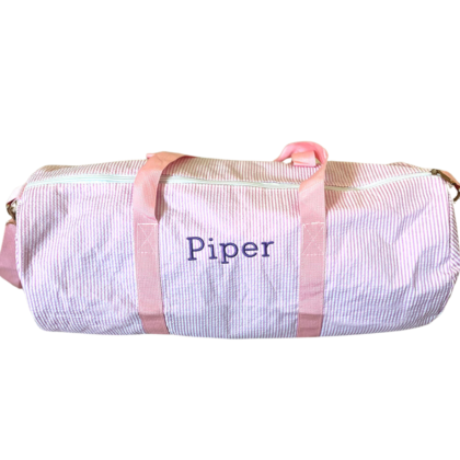 Personalized Seersucker Duffel Bag