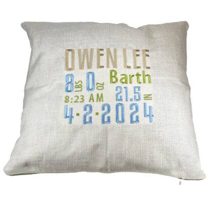 custom baby announcement pillow