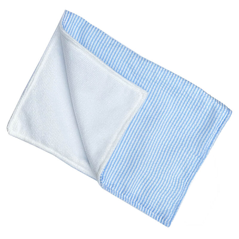 Seersucker Baby Bib and Burp Cloth with Split Initial and Name - Image 3