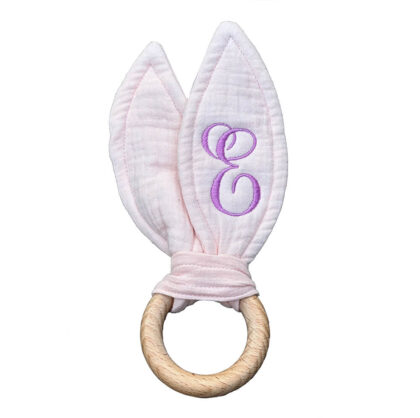 monogrammed teething ring - single initial
