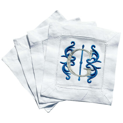 embroidered single initial cocktail napkins